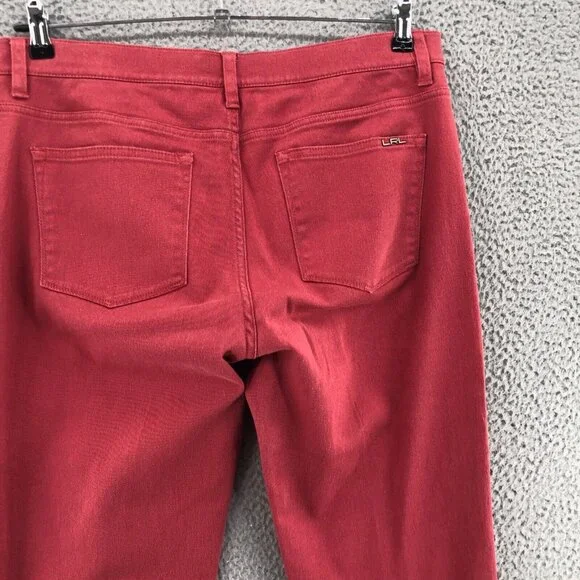 Lauren Ralph Lauren Jeans Womens 14 Red Cropped Modern Straight Stretch Twill - Picture 4 of 12